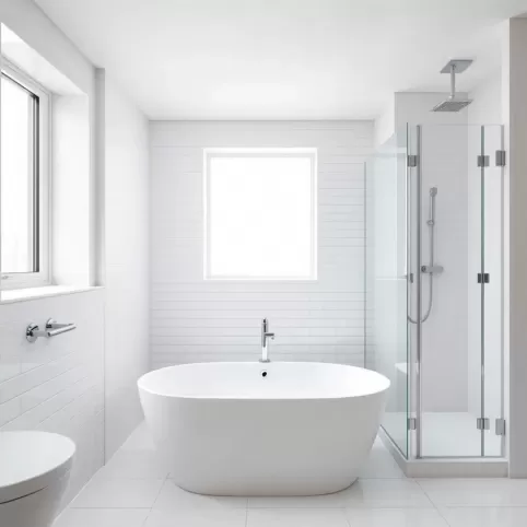 Łazienka 5m2 z wanną i prysznicem