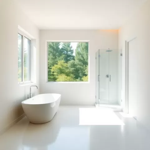 Łazienka z wanną i prysznicem i oknem