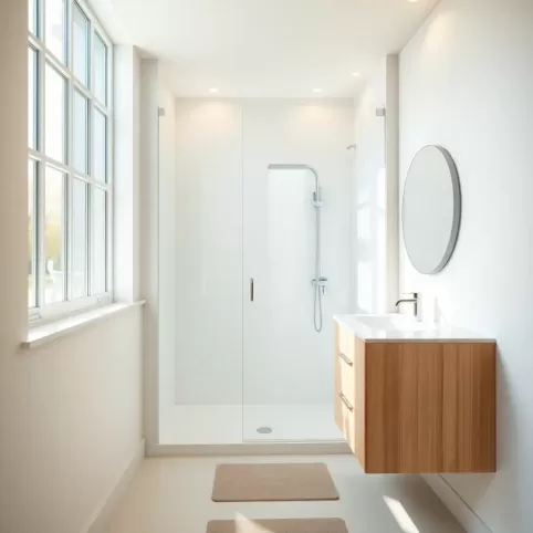 Mała łazienka z oknem i prysznicem