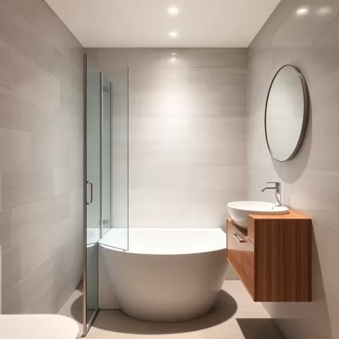 Mała łazienka z wanną i prysznicem