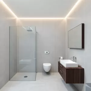 Nowoczesna łazienka z prysznicem bez brodzika